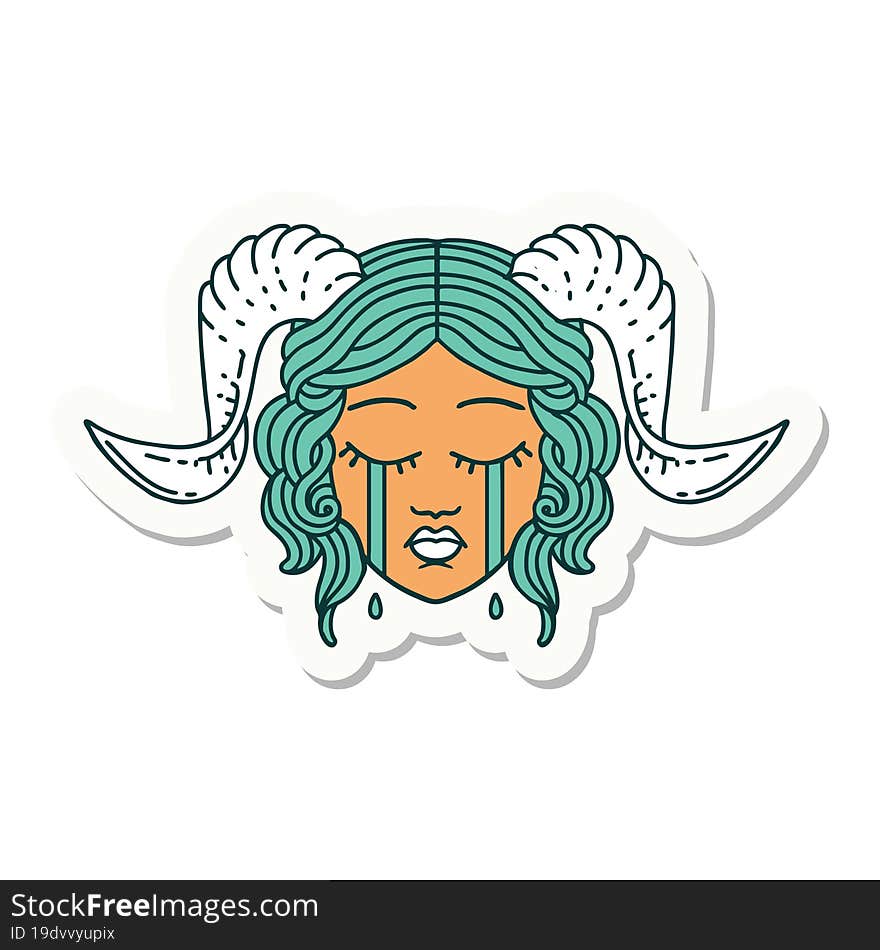 Crying Tiefling Character Face Sticker