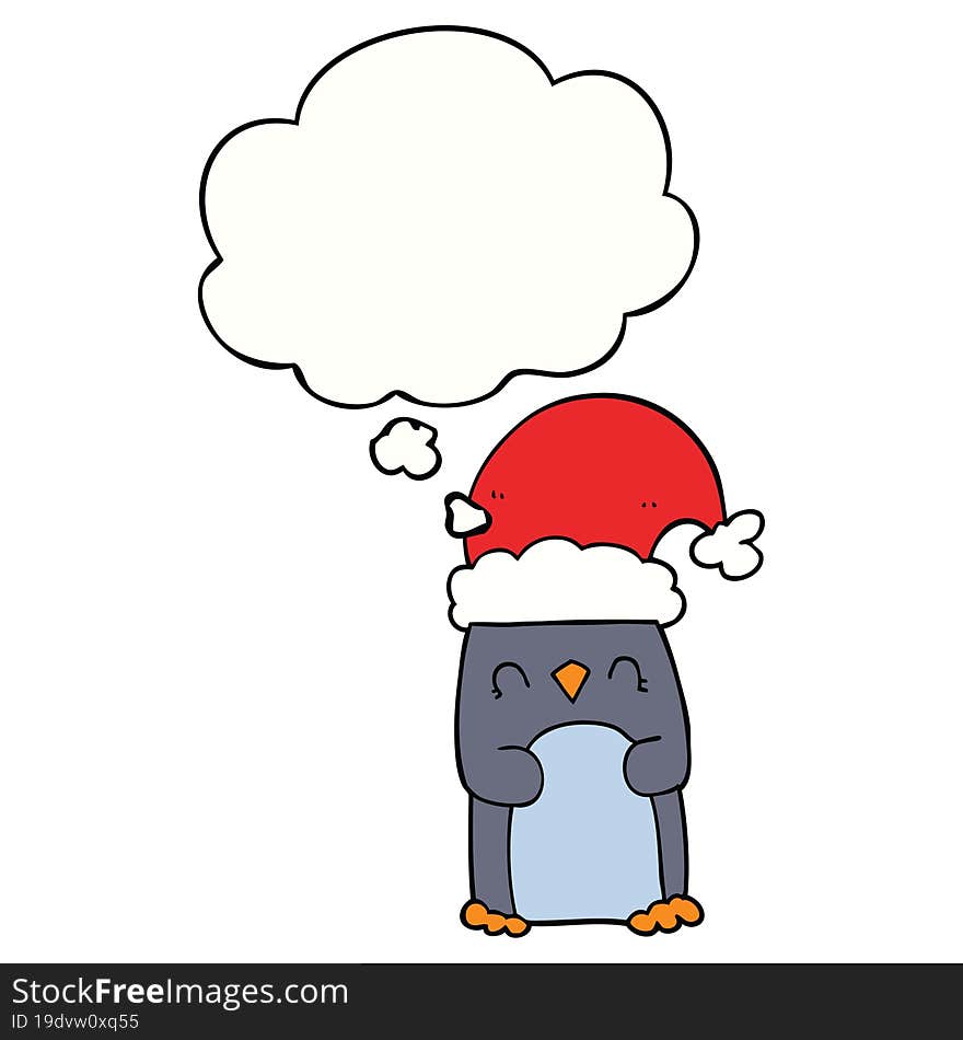 cartoon penguin with thought bubble. cartoon penguin with thought bubble