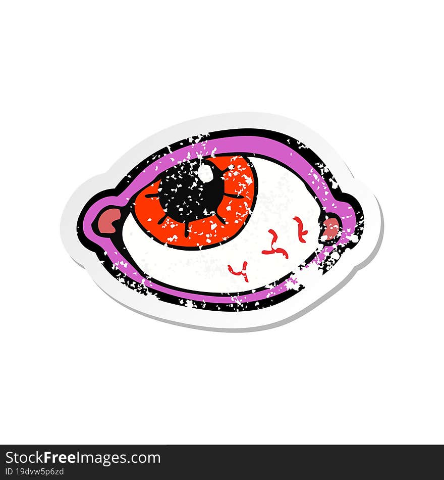 retro distressed sticker of a cartoon spooky eye