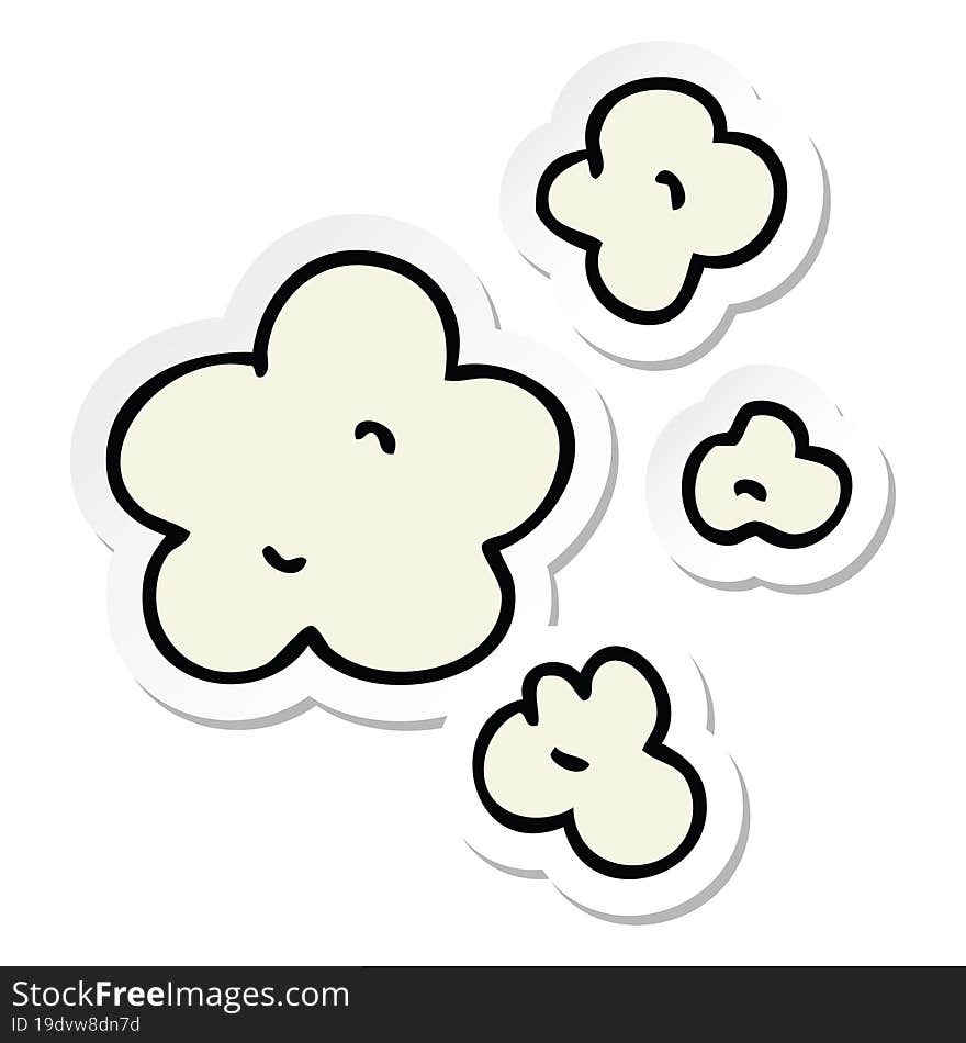 sticker of a quirky hand drawn cartoon clouds