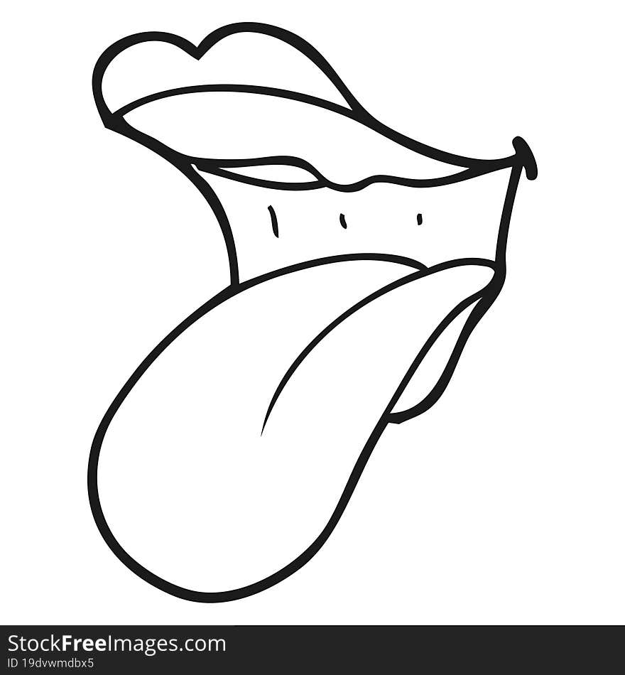 Black And White Cartoon Mouth Sticking Out Tongue