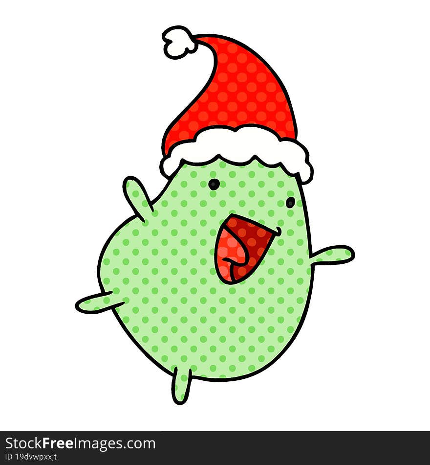 hand drawn christmas cartoon of kawaii bean