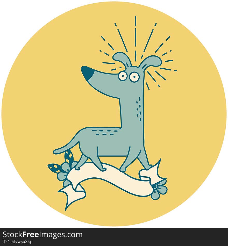 icon of tattoo style surprised dog