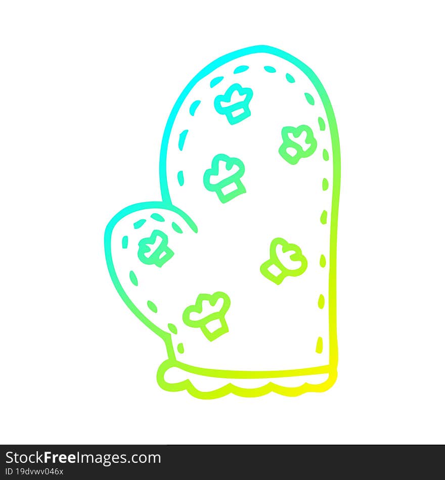 cold gradient line drawing cartoon oven glove