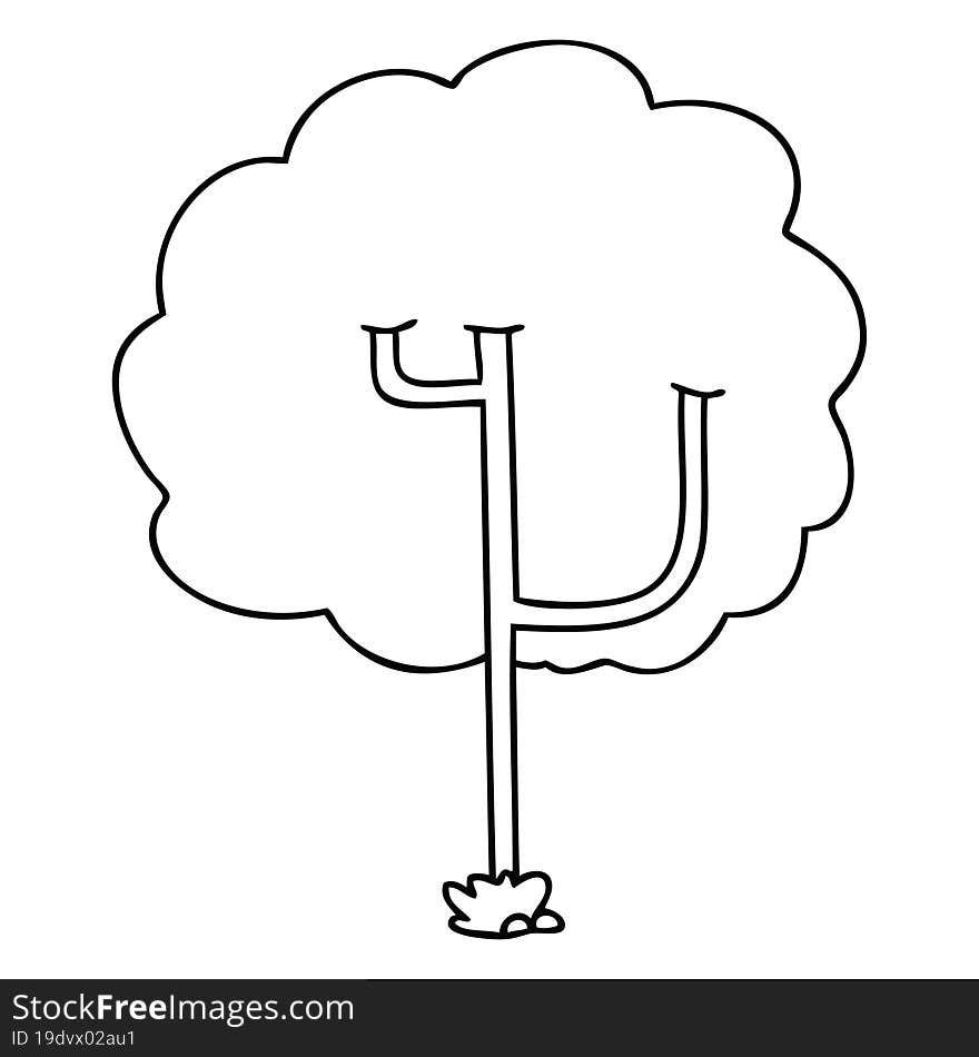 quirky line drawing cartoon tree