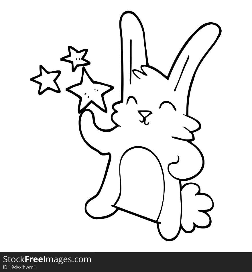 line drawing cartoon happy bunny