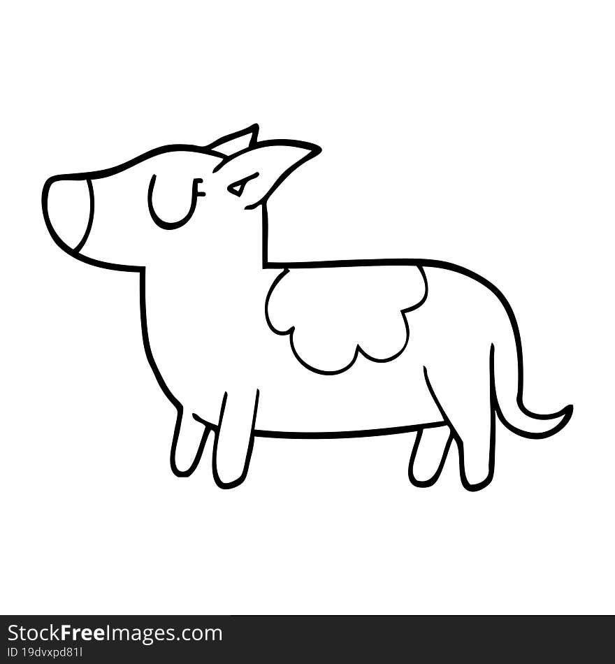 line drawing cartoon standing dog