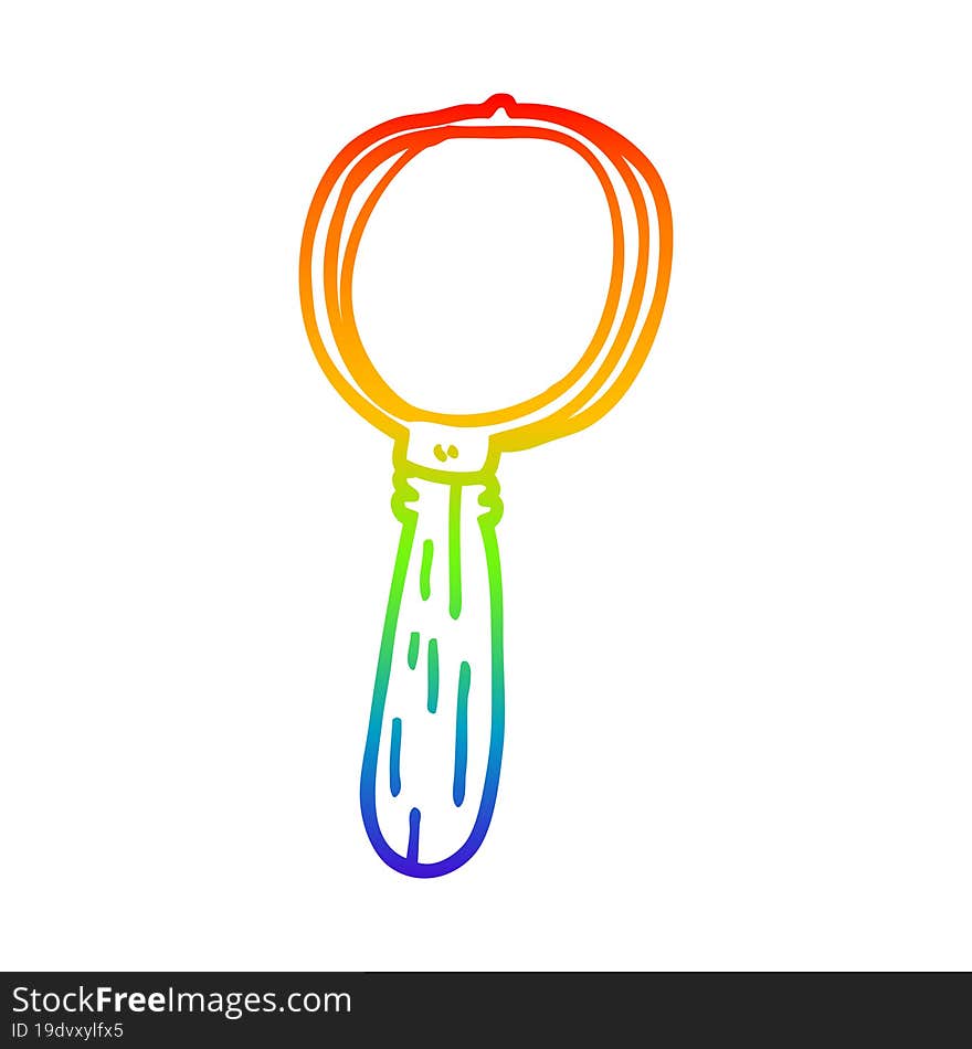 rainbow gradient line drawing cartoon magnifying glass