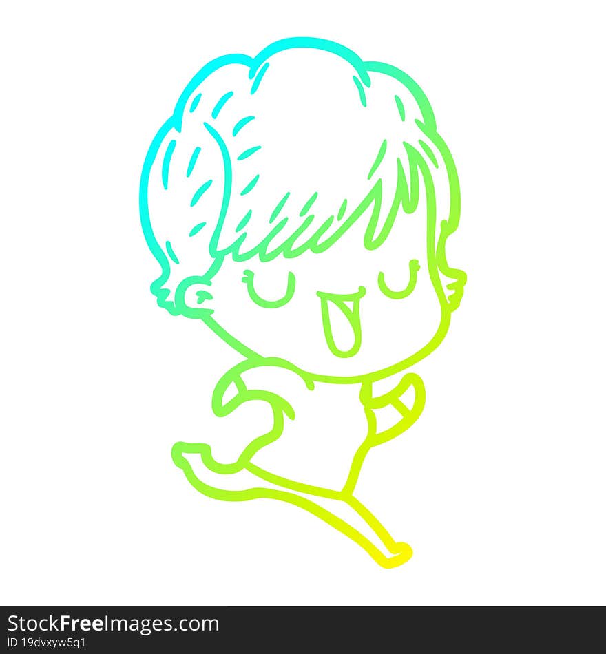 cold gradient line drawing of a cartoon woman talking