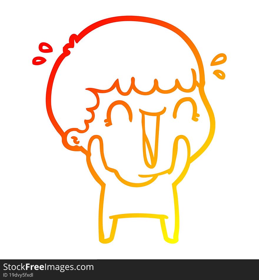 Warm Gradient Line Drawing Laughing Cartoon Man