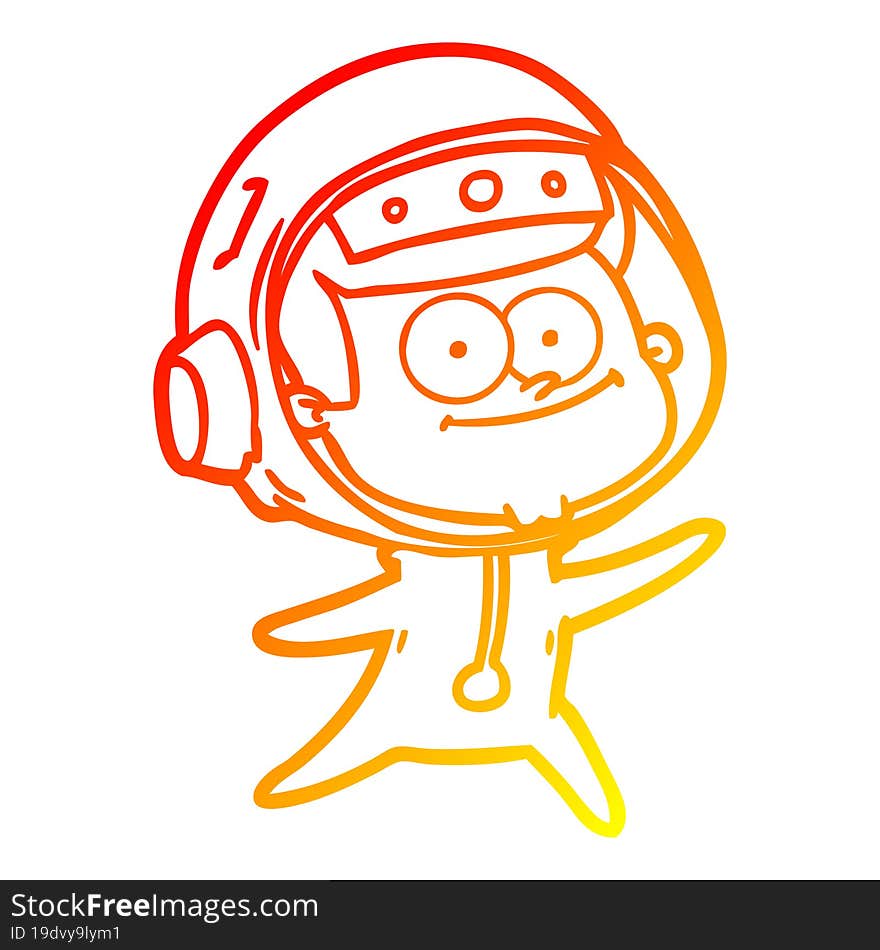 warm gradient line drawing of a happy astronaut cartoon