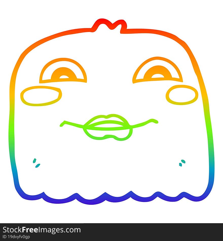 rainbow gradient line drawing cartoon ghost