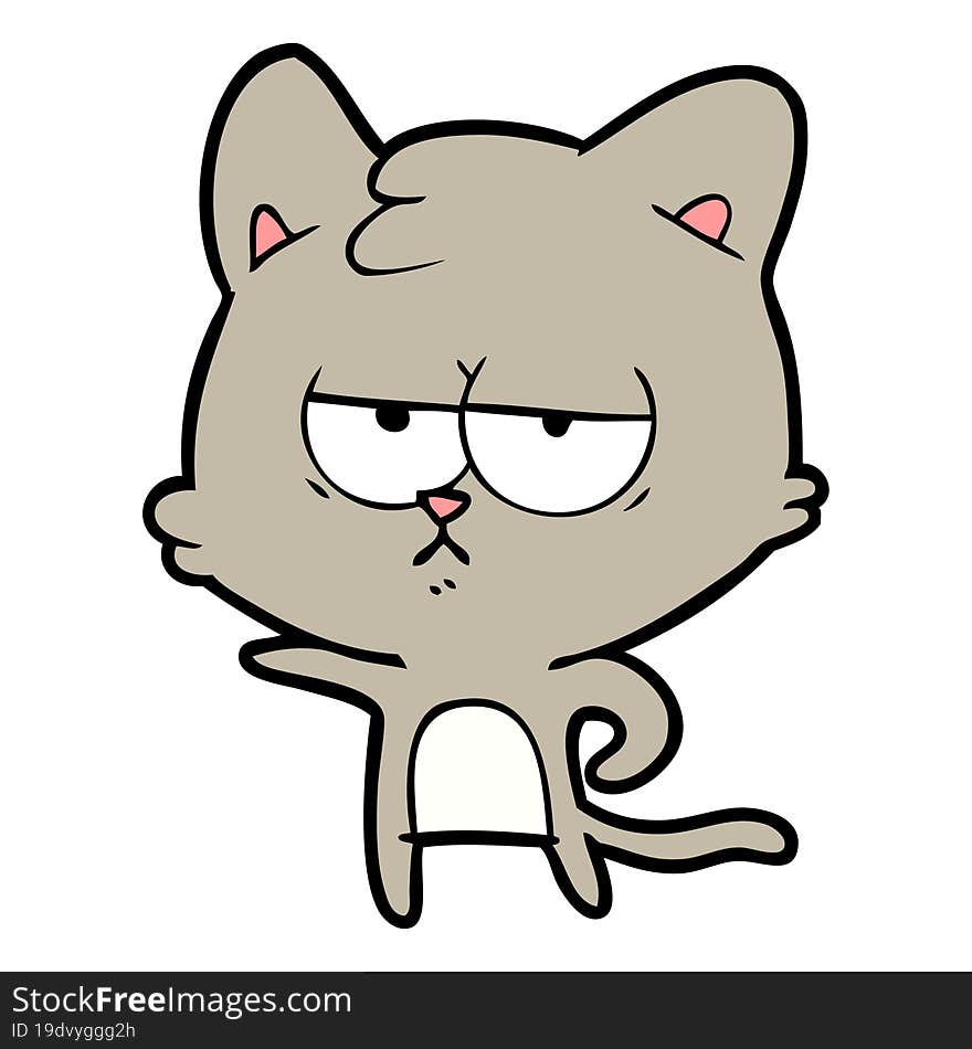 bored cartoon cat. bored cartoon cat