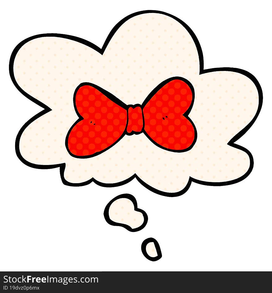 cartoon bow tie and thought bubble in comic book style