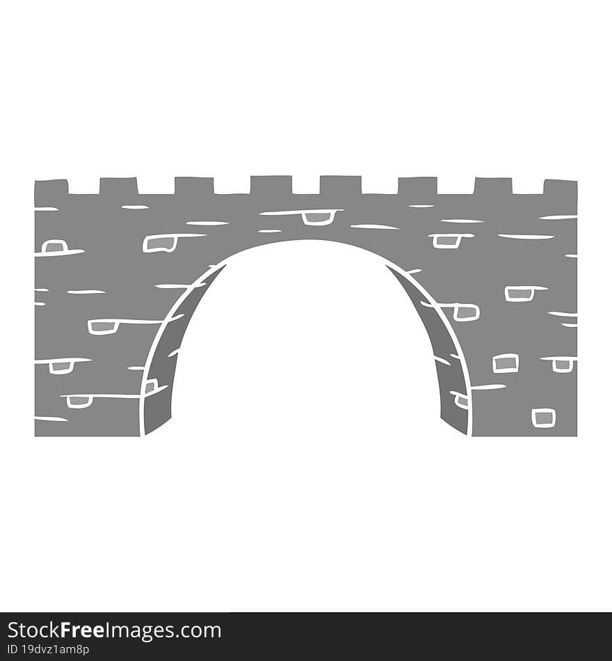 Cartoon Doodle Of A Stone Bridge