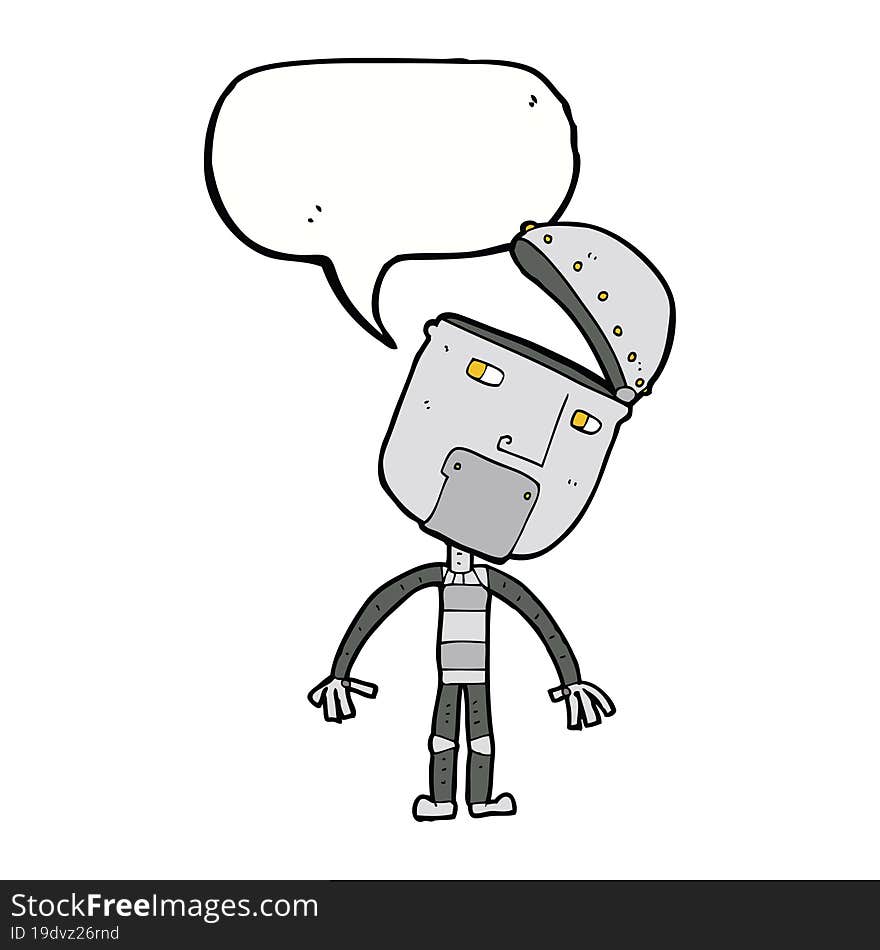 Cartoon Robot With Speech Bubble