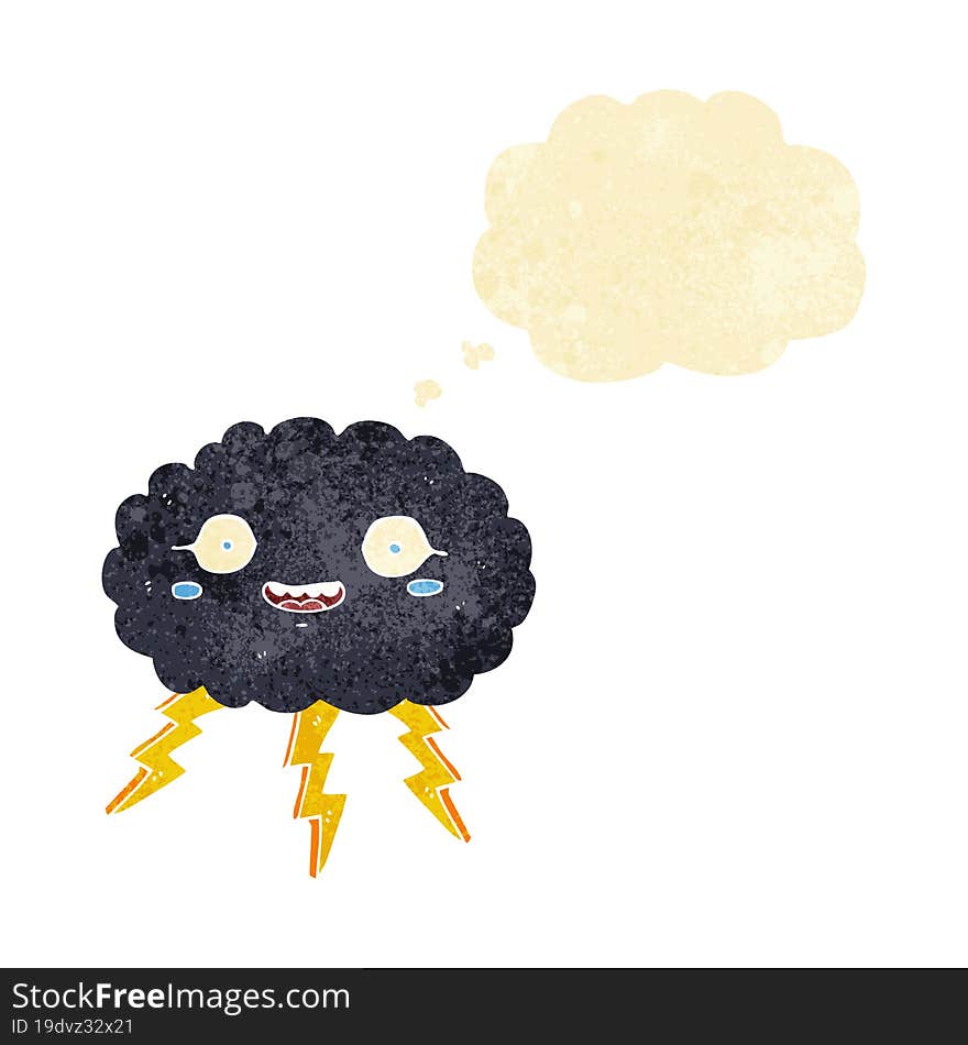 Happy Cartoon Rain Cloud With Thought Bubble