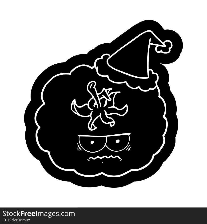 Cartoon Icon Of A Angry Tomato Wearing Santa Hat