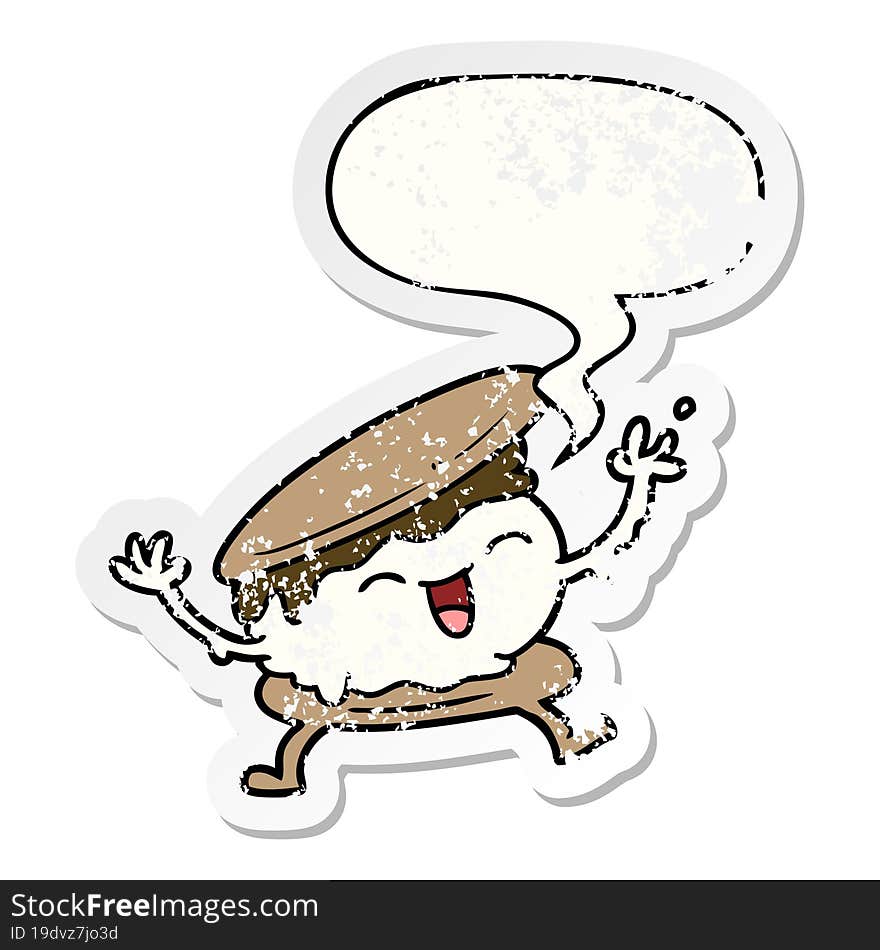 smore cartoon and speech bubble distressed sticker