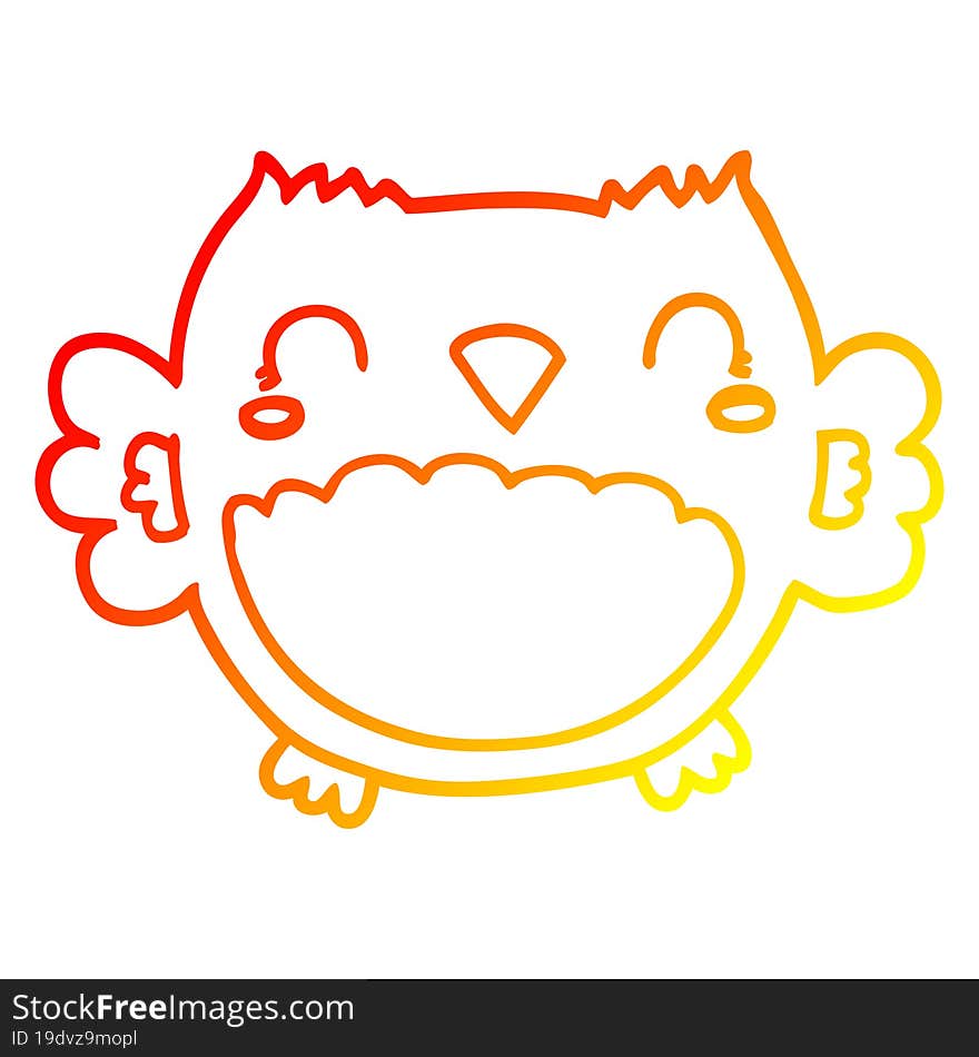 warm gradient line drawing cute cartoon owl