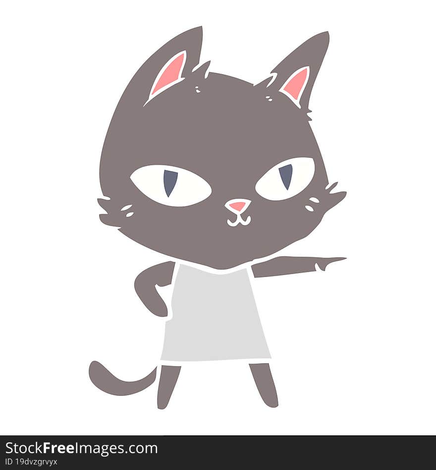 flat color style cartoon cat staring