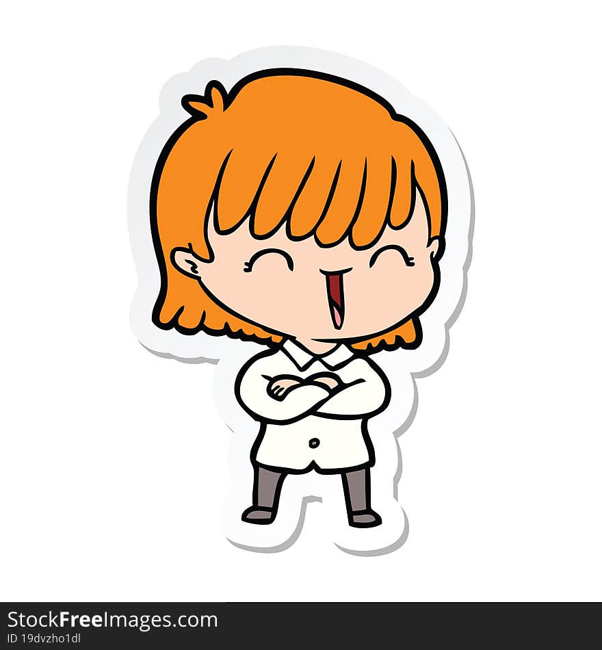 sticker of a cartoon woman