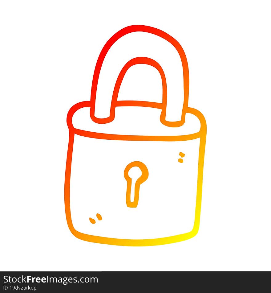 warm gradient line drawing of a cartoon locked padlock