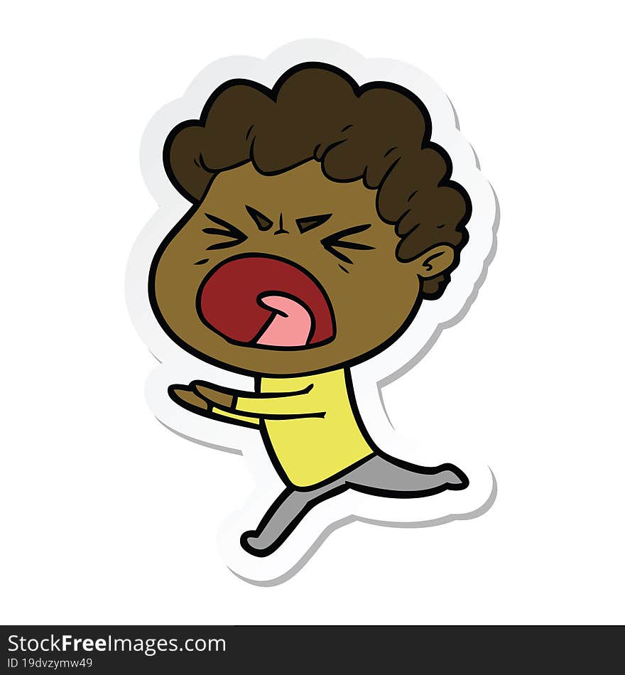 sticker of a cartoon furious man