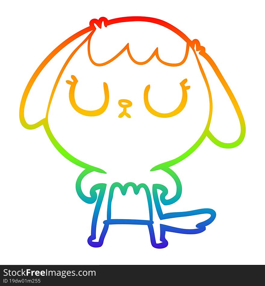 rainbow gradient line drawing of a cute cartoon dog