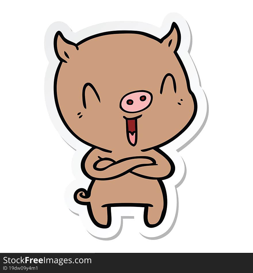 sticker of a happy cartoon pig