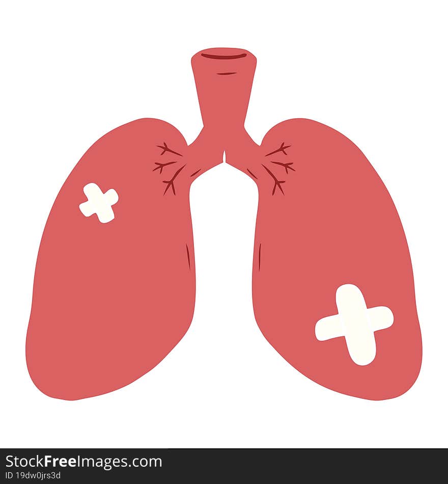 flat color style cartoon repaired lungs