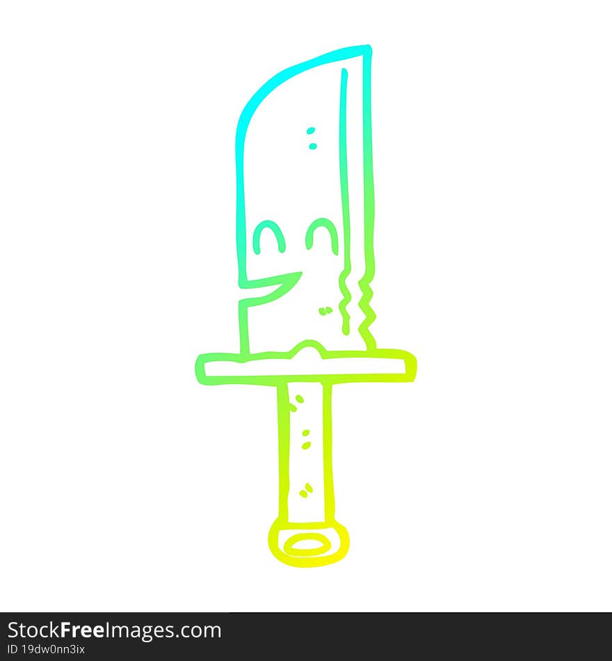 cold gradient line drawing cartoon knife