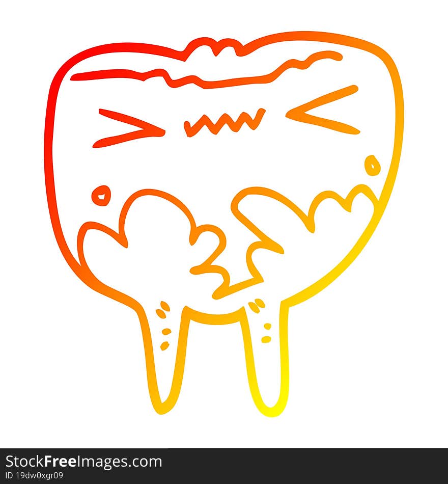 warm gradient line drawing cartoon bad tooth