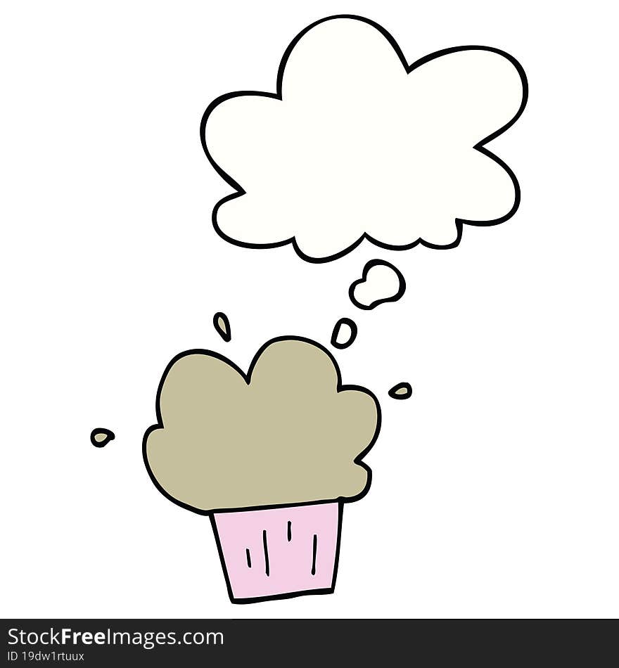 cartoon cupcake and thought bubble