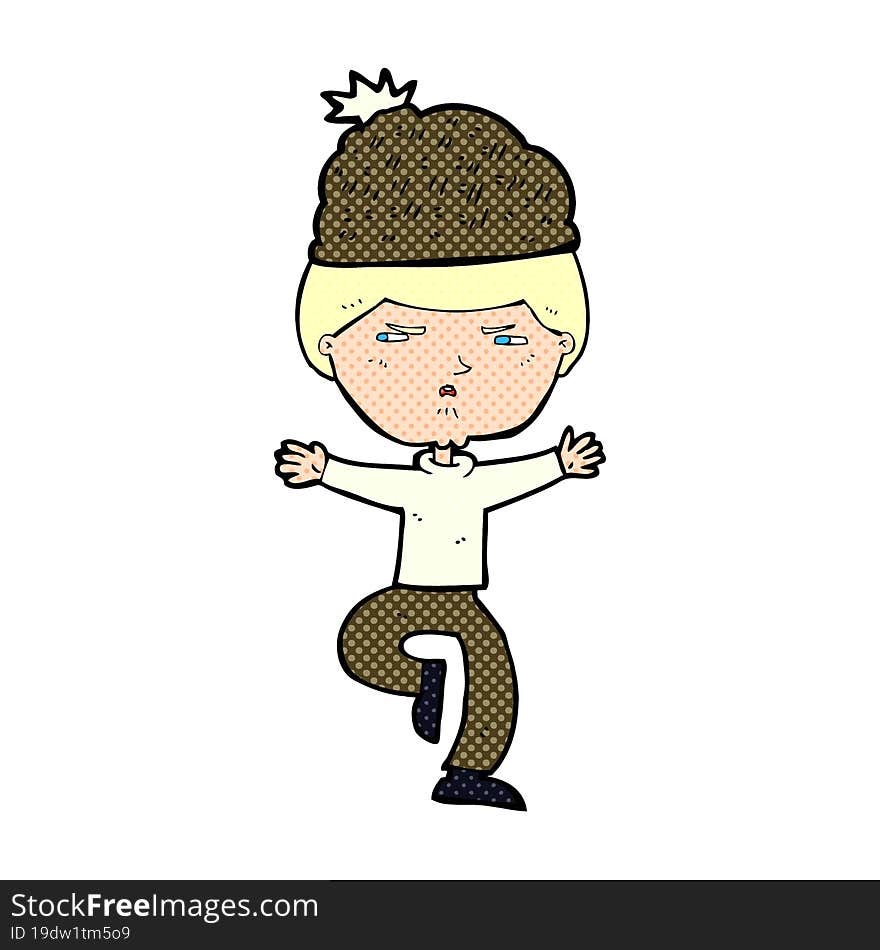 cartoon man wearing winter hat