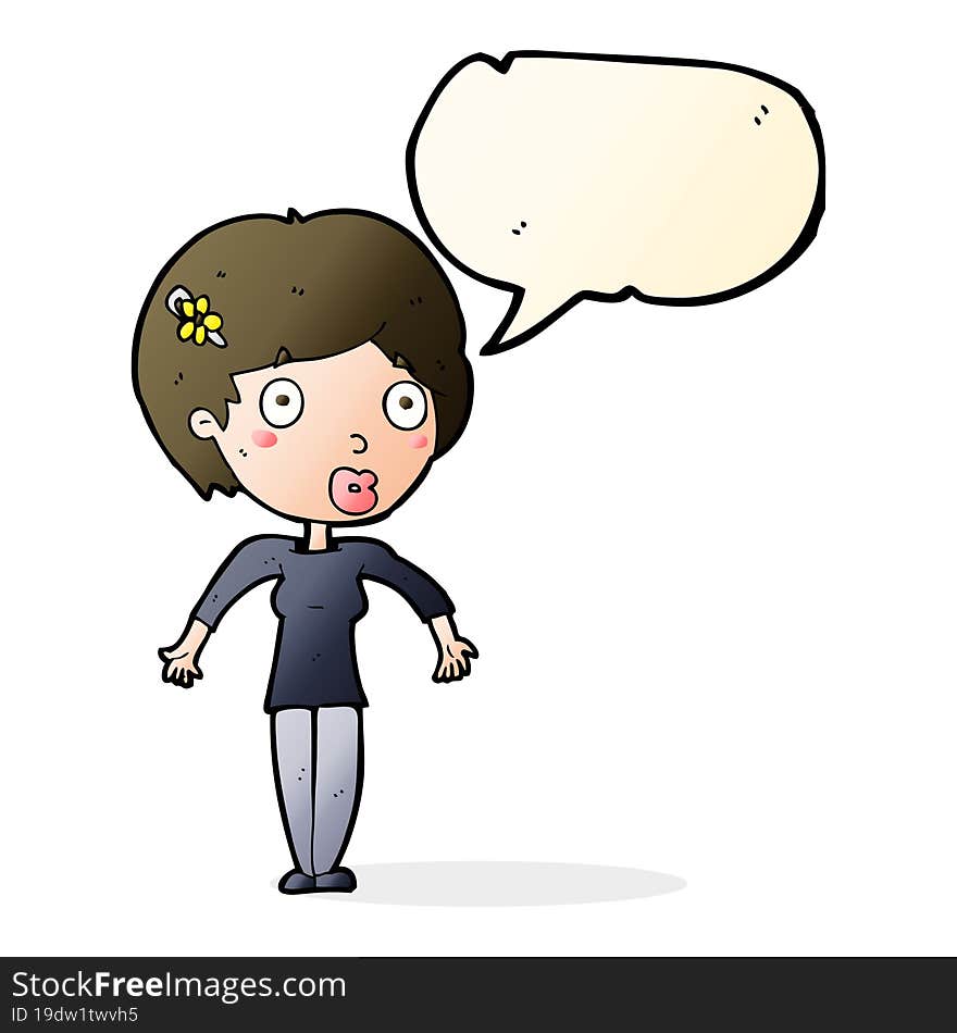 Cartoon Shocked Woman With Speech Bubble