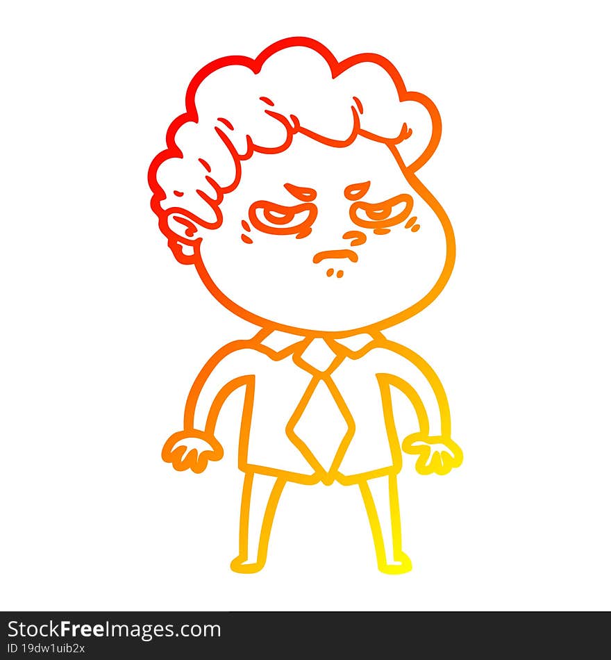 Warm Gradient Line Drawing Cartoon Angry Man