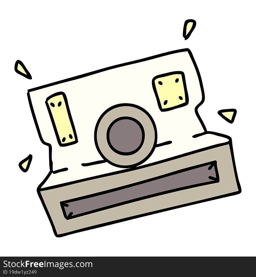 cartoon of an old style instant camera. cartoon of an old style instant camera