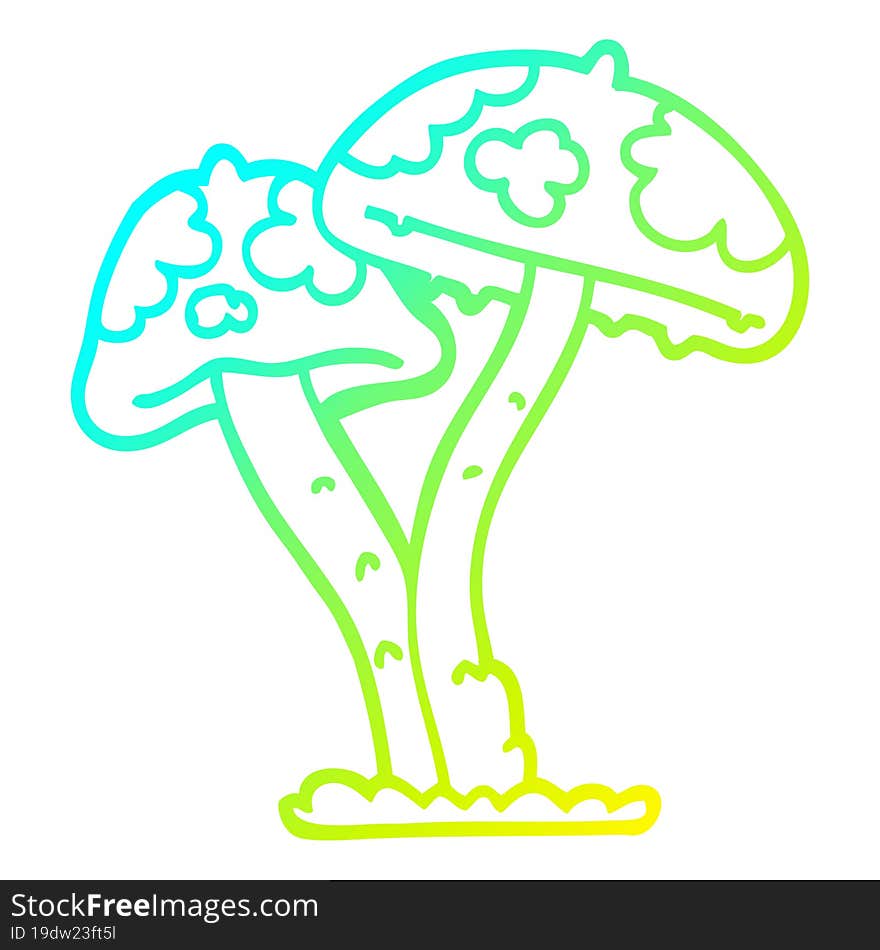 cold gradient line drawing cartoon mushroom