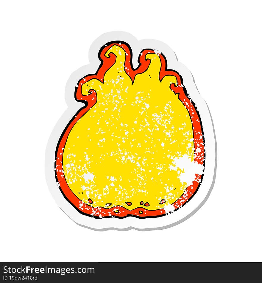 Retro Distressed Sticker Of A Cartoon Flame Border