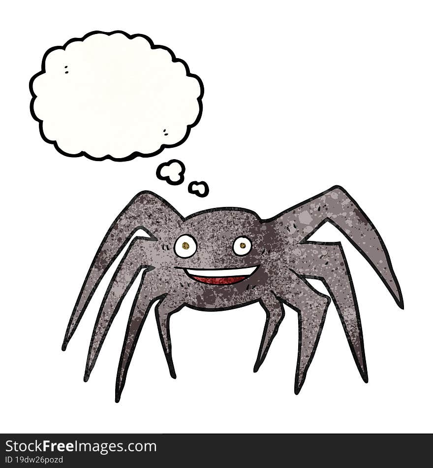 thought bubble textured cartoon happy spider