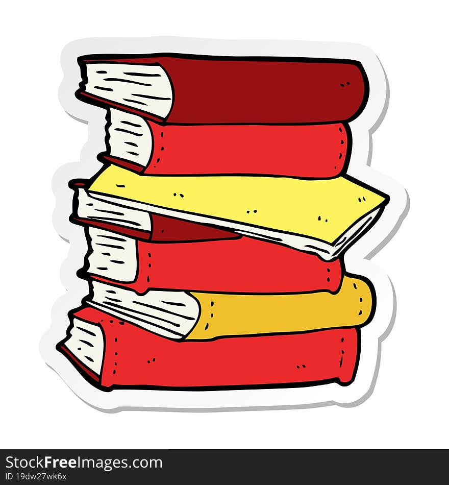 sticker of a cartoon pile of books