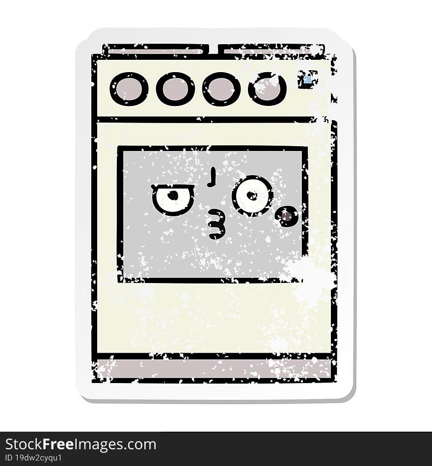 distressed sticker of a cute cartoon kitchen oven