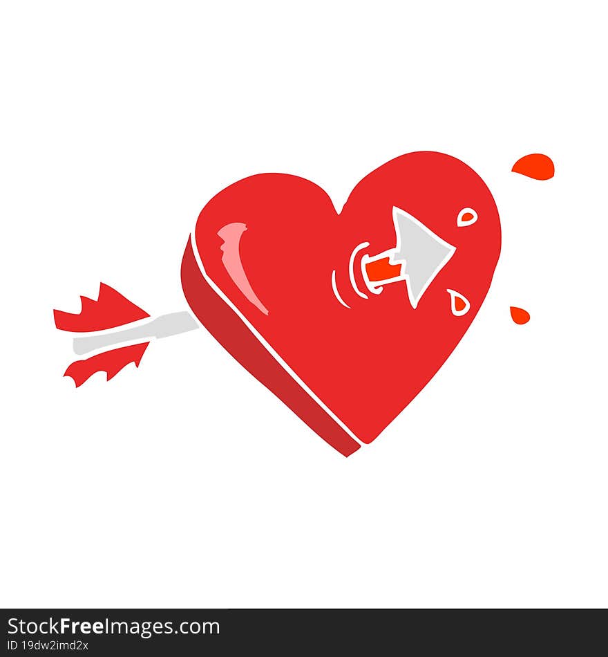 flat color illustration of arrow through heart flat color illustration of. flat color illustration of arrow through heart flat color illustration of