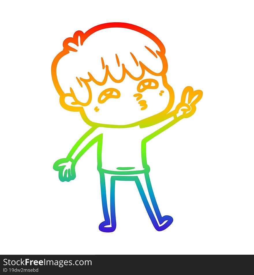 rainbow gradient line drawing cartoon curious man