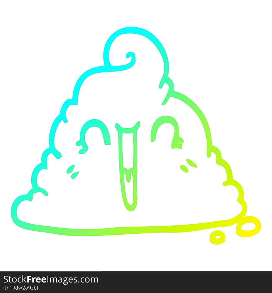 cold gradient line drawing cartoon poop