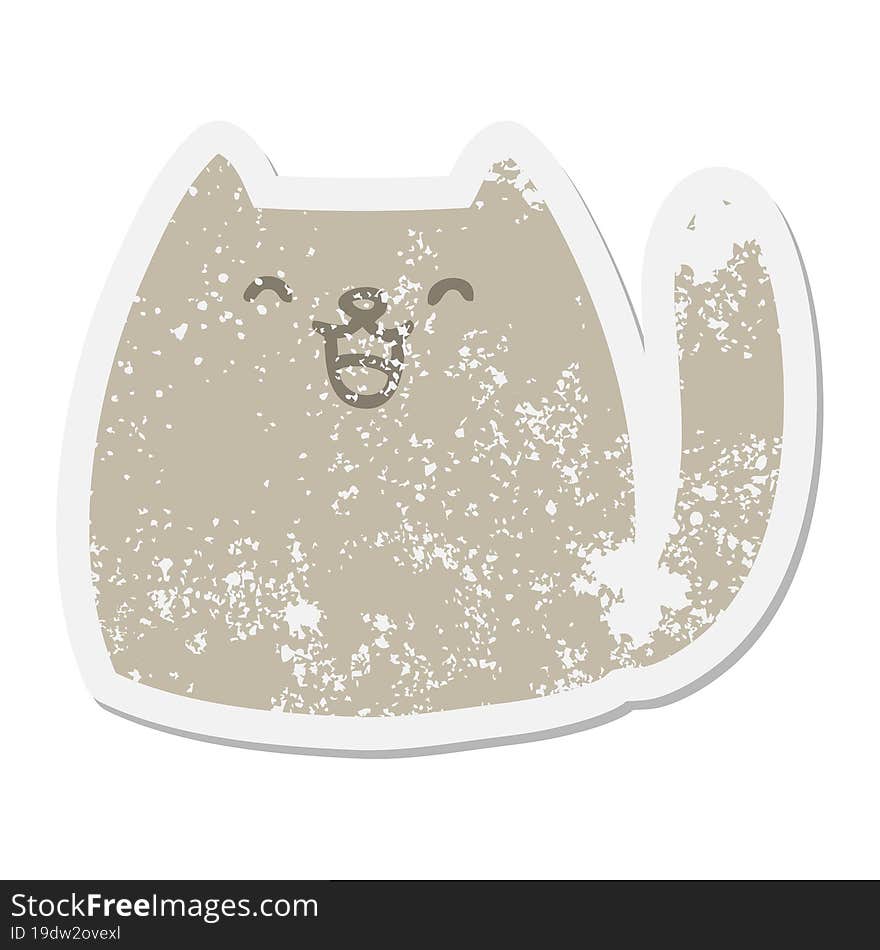 Cute Cartoon Cat Shape Grunge Sticker