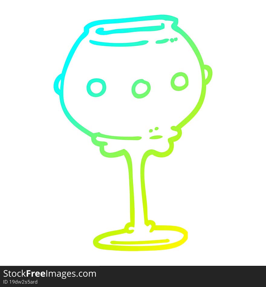 cold gradient line drawing cartoon metal goblet