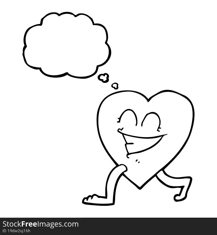 thought bubble cartoon walking heart