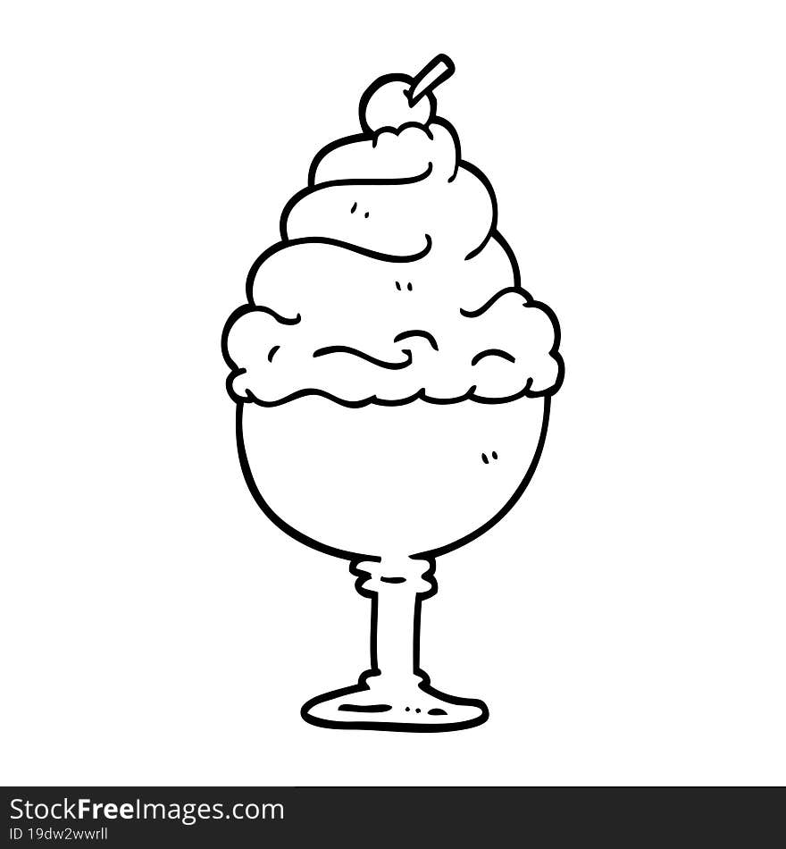 black and white cartoon ice cream